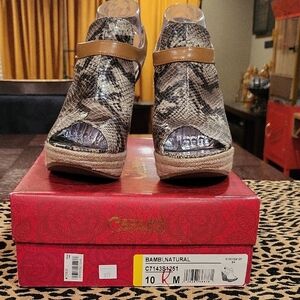 Carlos By Carlos Santana Snake Print Wedge Sandals